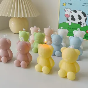 Renkli Ins oyuncak ayı kokulu mum ev dekorasyon hediye ucuz el yapımı mumlar özel etiket
