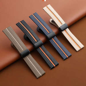 Bracelet de montre en cuir de luxe avec boucle pliante pour Samsung Galaxy Watch 4 5 <span class=keywords><strong>Pro</strong></span> <span class=keywords><strong>Classic</strong></span> 20 mm, bracelet en tissu pour Huawei <span class=keywords><strong>GT2</strong></span> 3 - Product Image 1