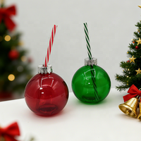 En stock : Gobelet moderne en verre avec couvercle à paille et motif de Noël – Cadeau d'affaires unisexe
