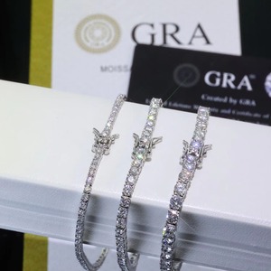 Bracelet Tennis Unisexe en Argent S925 Plaqué Or 18K avec Moissanite GRA, Style Urbain, Chaîne Simple Rangée, Effet Givré - Product Image 4