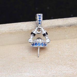 จี้เงินแท้ S925 ฐานกลวง 5823 อุปกรณ์หัวเข็มขัดอเนกประสงค์ DIY สำหรับต่างหูมุก 10-13 มม. อุปกรณ์หัวเข็มขัด DIY สำหรับมุก - Product Image 4