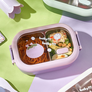 Wholesale Cute <b>Insulated</b> Stainless Steel <b>Lunch</b> <b>Box</b> Portable Partitioned Student and Office Worker Container for Work - Product Image 3