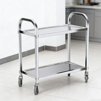 Premium 201 304 RVS professionele keuken- en restaurantkar met 4 wielen, gepolijste afwerking, draagvermogen 300 kg/m