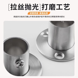 Stainless Steel Clothes Rod Base Flange Seat Brushed Finish Wardrobe Hardware Fixing Accessories - Product Image 3