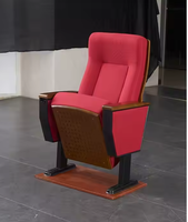 Chaise de théâtre rotative rembourrée en tissu rouge élégant et pratique avec bureau en bois rabattable pour auditoriums et conférences