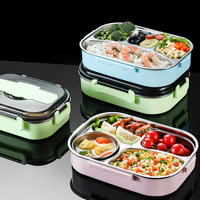 Boîte à lunch isotherme en acier inoxydable personnalisée de grande capacité 1,5 L avec 4 compartiments pour adultes
