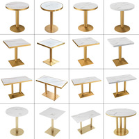 Café commercial Restaurant luxe moderne écologique pierre frittée dessus en marbre acier inoxydable or pieds Table carrée