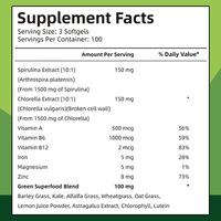 Gélules de spiruline et de chlorelle naturelles en marque blanche OEM pour soutenir les niveaux d'énergie, la fonction immunitaire et la santé digestive