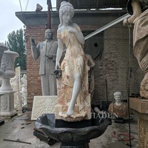 Jardin extérieur marbre dame sculpture pierre cascade femme statue mur <span class=keywords><strong>fontaine</strong></span> d'eau - Product Image 3