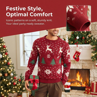 Pull de Noël moche personnalisable pour homme, à manches longues, en tricot d'hiver, unisexe, motif jacquard Argyle, respirant, en maille, coupe basse