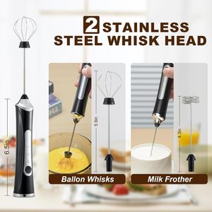 Handheld Stainless Steel Milk Frother for Coffee Rechargeable Electric Whisk 3 Speeds Square Design Coffee <b>Tea</b> Tools 4W Power - Product Image 2