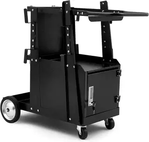 2-Tier Welding Cart with Locking Cabinet for TIG MIG Welder and Plasma Cutter