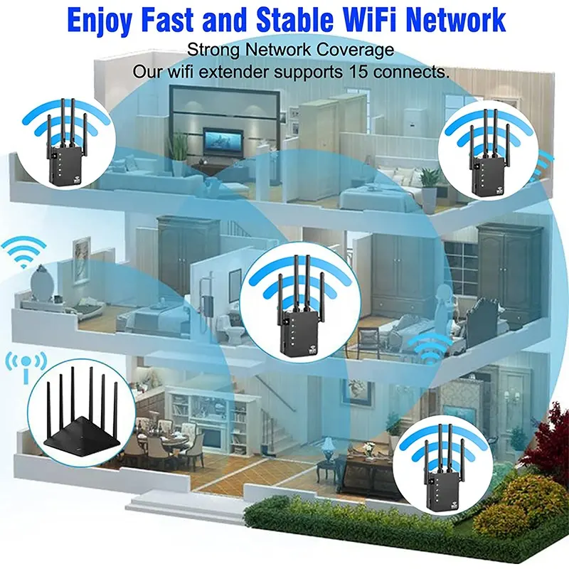 WPS Easy Setup WiFi Range Extender 1200Mbps Dual Band wifi répéteur 2.4/5GHz Wi-Fi Signal Booster wifi extender pour la maison