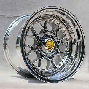 Jantes en alliage monobloc 16 pouces PCD 4x100 5x100 chromées + rivets dorés, jantes forgées chromées pour Civic EK/EG AE86 MX-5 A3 Boxster - Product Image 1