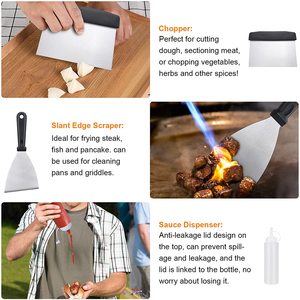 Kit d'accessoires pour plancha en acier inoxydable de qualité supérieure, 16 pièces, ensemble d'outils de cuisson antiadhésifs pour barbecue et teppanyaki - Product Image 6