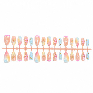 Suministro al por mayor <span class=keywords><strong>de</strong></span> <span class=keywords><strong>uñas</strong></span> postizas acrílicas <span class=keywords><strong>de</strong></span> lujo 3D con diseño <span class=keywords><strong>de</strong></span> flor y concha marina, <span class=keywords><strong>de</strong></span> alta calidad, gruesas, hechas a mano, puntas cortas cuadradas - Product Image 4