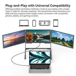 จอภาพแบบพกพา Full HD ขนาด 18.5 นิ้ว แบบสามจอ พร้อมพอร์ต Type-C สำหรับต่อขยายหน้าจอแล็ปท็อป ใช้สายเดียวสำหรับจอภาพ 3 จอ - Product Image 3
