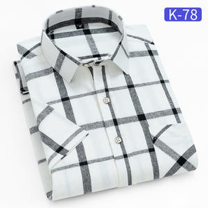 Chemises Oxford pour hommes 100% coton respirantes, nouvelles chemises décontractées à manches courtes, à carreaux, rayées, col carré, été - Product Image 6