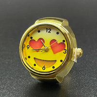 Vente en gros de montre bague numérique réelle Emote mignonne bague de montre minimaliste en acier classique Emoj visage mini bagues de montre au doigt en argent