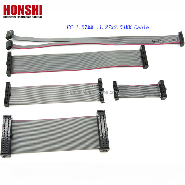 Customized 6 to 100 8 10 12 14 18 20 30 40 50 60 64 PIN 0.635mm Pitch FC IDC 1.27mm Connector Flat Ribbon Cable