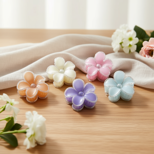 Fermaglio per capelli a forma di fiore a cinque petali con tassello argentato 8MC, 2 pezzi per colore, scatola da 600 pezzi - Product Image 2