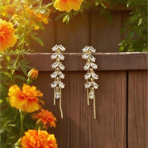 UGood Rye De Zicron Forged Eardrops Love-Designed <b>Crystal</b> <b>Earrings</b> with Statement Aesthetics for Casual Outings - Product Image 2