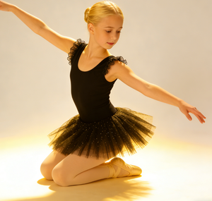 Vestito da ballo tutù <span class=keywords><strong>con</strong></span> maniche a sbuffo e fiocco sul retro, gonna a U, body da <span class=keywords><strong>ballerina</strong></span> lucido per bambini e neonati - Product Image 1