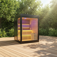Fabricants de cabines de sauna électriques en bois massif infrarouges à lumière rouge pour 2 à 4 personnes, dôme de sauna intérieur/extérieur traditionnel OEM