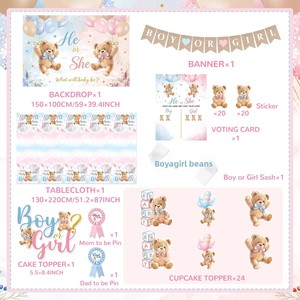 Decoraciones para Revelación de Género con Arco de Globos Rosa y Azul, Cajas para Bebé, Vajilla, Adornos para Pastel, Mantel y Fondo - Product Image 5
