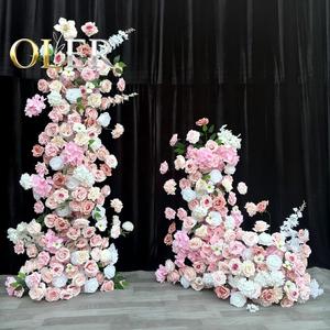 Arco Floreale Centrotavola per Matrimonio Stile Naturale con <span class=keywords><strong>Fiori</strong></span> Artificiali in Seta e <span class=keywords><strong>Fiori</strong></span> Giganti Profumati Fatti a Mano Rosa - Product Image 1