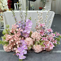 Composition florale rustique pour sol, 30-100 cm, rose poudré, toucher réel, rangée de fleurs personnalisée, fleurs d'allée, fleurs sauvages pour mariage