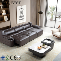 Sofá reclinable de cuero moderno de diseño italiano, cama eléctrica con control remoto, forma cuadrada de 3 plazas para muebles de sala de estar