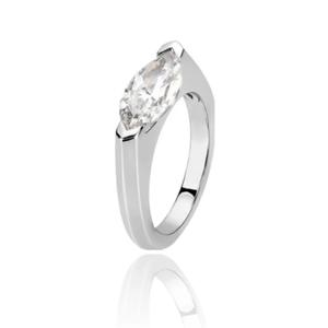 Marquise Cut Single Cubic Zircon Stone 18K Chapado en oro Real 925 Sterling Silver <span class=keywords><strong>Promise</strong></span> Anillos de dedo para mujeres Joyería fina - Product Image 2
