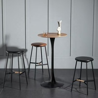 Table basse de bar en marbre de style nordique moderne, base en acier au carbone, haute table de bistrot, café, cuisine, salle à manger, meubles écologiques