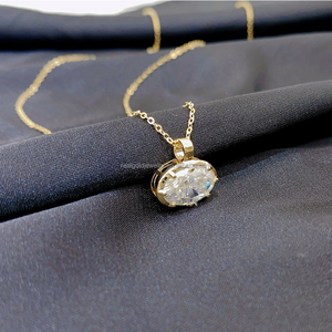 도매 고급 보석 솔리드 14k 골드 Moissanite 목걸이 타원형 모양 여자 펜던트 목걸이 고급 보석 도매 - Product Image 2