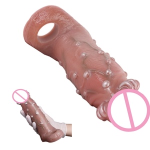 SXXY Particle Friction Condom Realistic Penis Sleeve Couple Sex Pleasure Silicone Sheath Penis Sleeve Hollow <b>Dildo</b> Sex Toys - Product Image 1