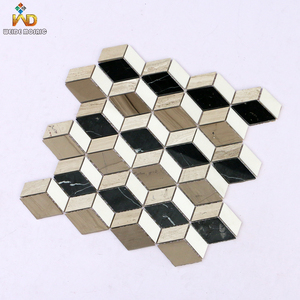 Mosaïque en marbre cubique premium 3D en forme de losange, mosaïque géométrique en pierre naturelle <span class=keywords><strong>pour</strong></span> cuisine et salle de bain - Product Image 2