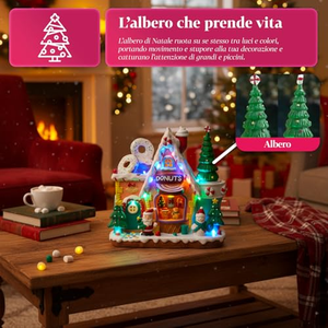 Casa de Donuts Navideña de Resina con Luces LED, Función Giratoria y Música, Decoración de Casa de Dulces - Product Image 3