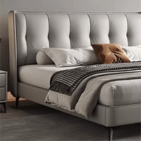 Ensemble de lit King et Queen Size de luxe moderne personnalisable Lit rembourré Soft Cloud avec espace de rangement intégré