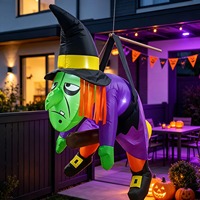 Figurine gonflable d'Halloween de 1,2 m avec lumières LED pour décoration extérieure, thème sorcière, à suspendre pour jardin ou fête