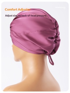 หมวกคลุมผมแบบสองชั้น ปรับได้ ผลิตจากผ้าซาติน โพลีเอสเตอร์ และสแปนเด็กซ์ สีพื้น สำหรับผู้หญิง ใช้สำหรับใส่ตอนกลางคืน บำรุงผม แต่งหน้า หรือคลุมผมแบบเต่า - Product Image 2
