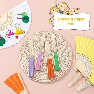 Abanico de Papel Promocional en Blanco con Mango de Bambú, Abanico Plegable para Niños, Pintura de Graffiti, Abanico Plegable para Fiestas de Baile de Verano - Product Image 4