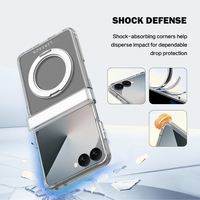 Coque de téléphone pliable transparente et fine pour Samsung Galaxy Z Flip 8, magnétique 360° °   Support de bague rotatif, étui transparent anti-chute