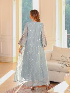 عباية دبي أنيقة مطرزة من البوليستر، فستان طويل فضفاض مقاس كبير للنساء، للشرق الأوسط، للمناسبات الإسلامية والزفاف، مضاد للتجعد ومسامي - Product Image 5