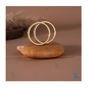 18K Gold Pave Half Eternity <b>Ring</b> <b>Dainty</b> Stackable <b>Ring</b> with Sparkling Round Cut Diamonds Elegant Women Wedding Band Jewelry - Product Image 1