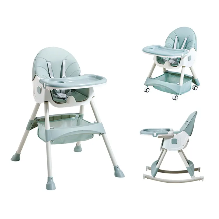 Cadeira de alimentação alta portátil dobrável para bebês Cadeira de jantar infantil de plástico ajustável e dobrável barata para crianças comerem