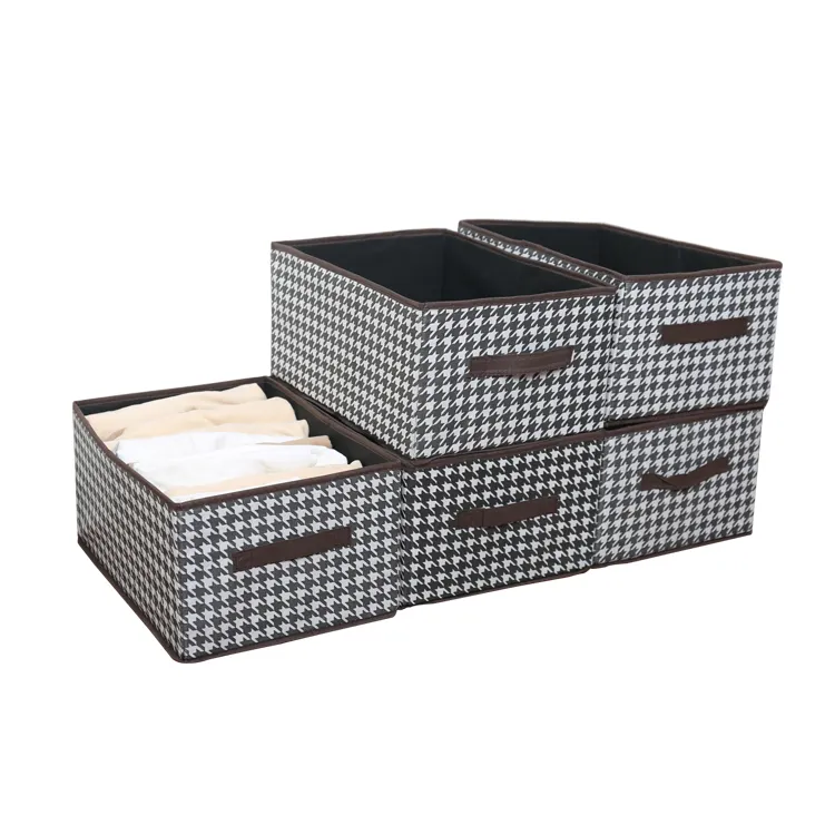 면과 린넨 스틸 프레임 상자 가정 의류 바지 분류 의류 보관 상자 바구니 옷장 계층화 된 접이식