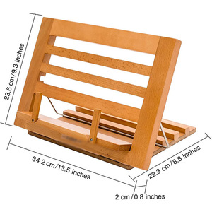 Bamboo Wood Book Rack Foldable Multi Purpose Reading <b>Stand</b> <b>Tablet</b> Holder Kitchen Menu Display <b>Stand</b> - Product Image 4