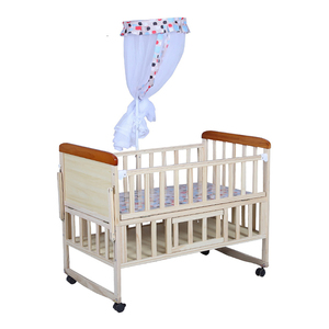 Berceau avec garde-corps <span class=keywords><strong>Lit</strong></span> en pin Maternelle Bébé Patchwork Berceau - Product Image 5