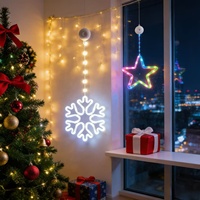 Lumières LED Flocon de Neige à Ventouse, Décoration Suspendue à Piles pour Fenêtre, Chambre, Fête, Ambiance Intérieure, Éclairage Festif